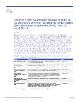 smr emb|Annonce d’arrêt de commercialisation et de fin de vie de  .